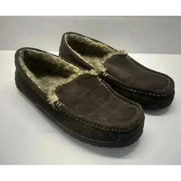 American Eagle Brown Suede Leather Slip on Moc Hard Bottom Slipper Men's‎ 8 - Picture 1 of 9